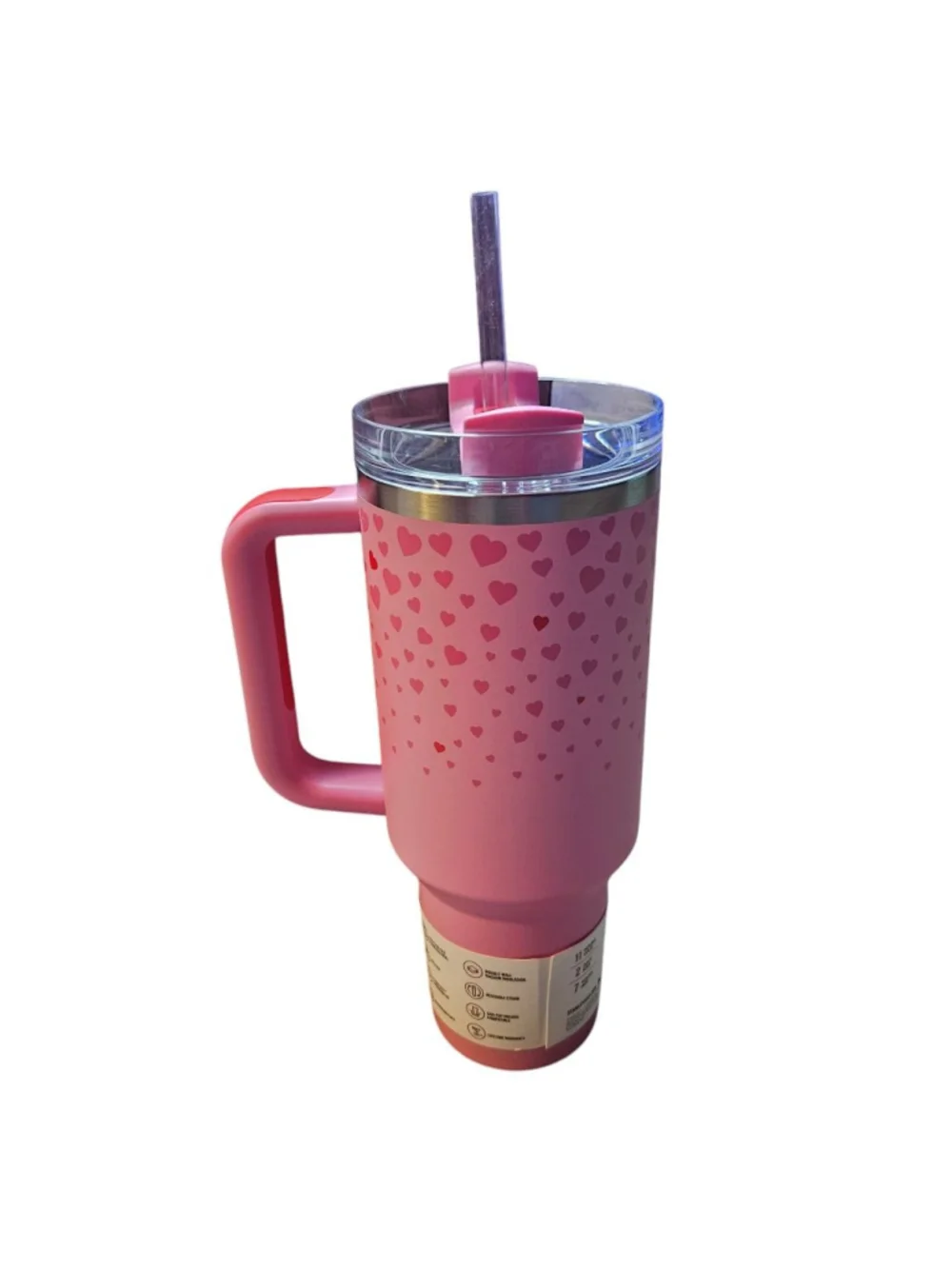 Stanley 40 oz Stainless Steel H2.0 Quencher Tumbler Pink Hearts Valentine's Day - Picture 8 of 8